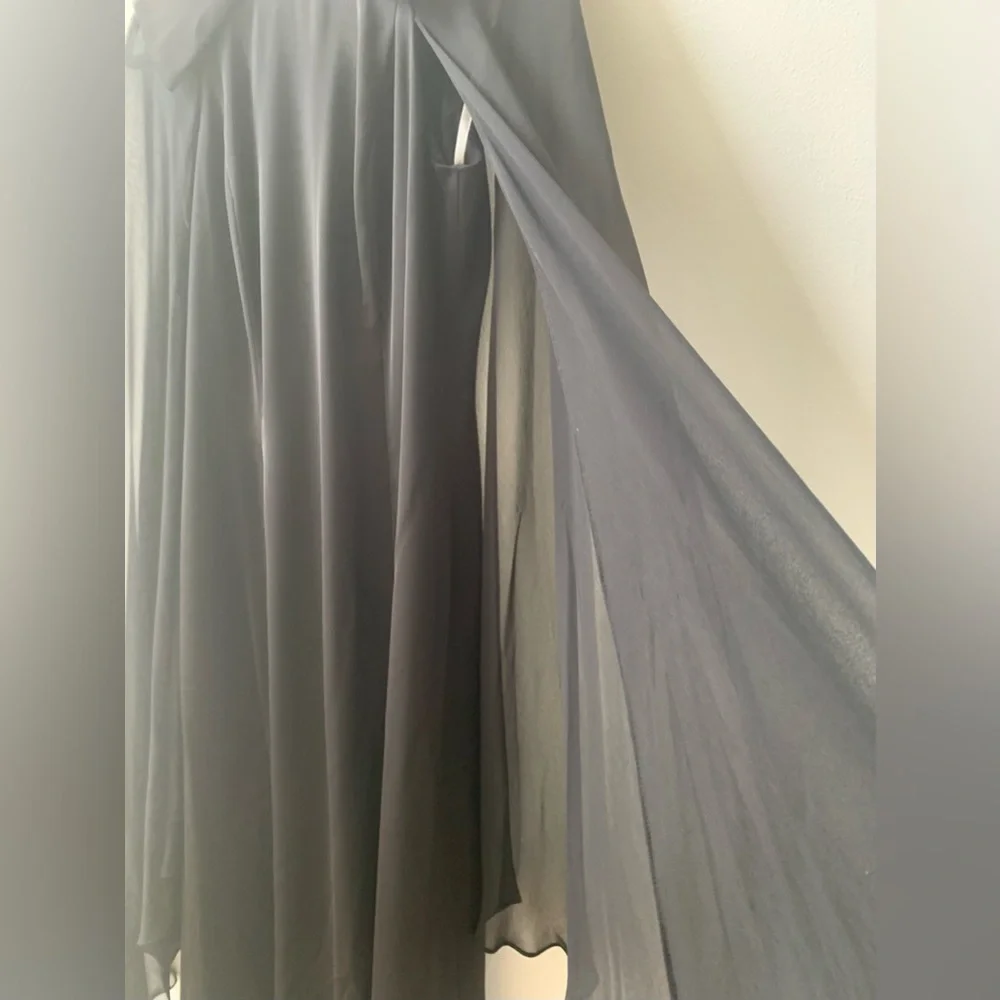 SZ 6 MIKAEL AGHAL Black Flowy Maxi Dress - Picture 3 of 5